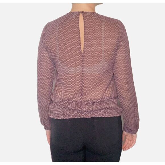 Seidensticker Blouse Women’s Long Sleeve Maroon Pleated Front Top Size 34 Small - Picture 11 of 12